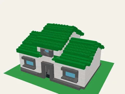 Two-roof bungalow brick model