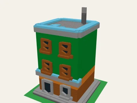 Green townhouse brick model